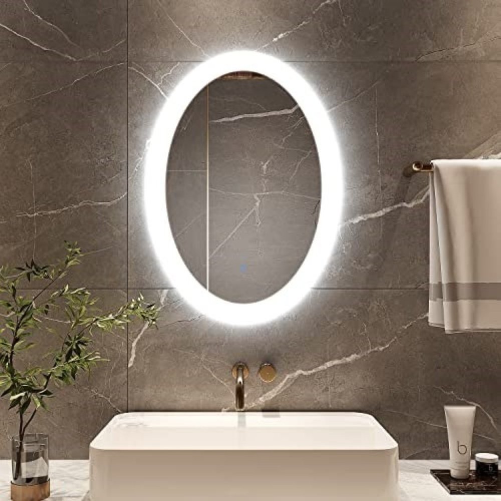 MIRPLUS 20x28 inches Oval Bathroom Mirror for Wall, Lighted Mirror